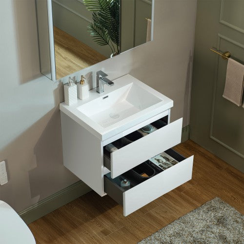 Wood White Bathroom Vanity Glossy 4