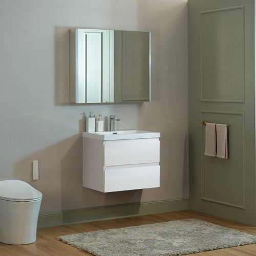 Wood White Bathroom Vanity Glossy 3