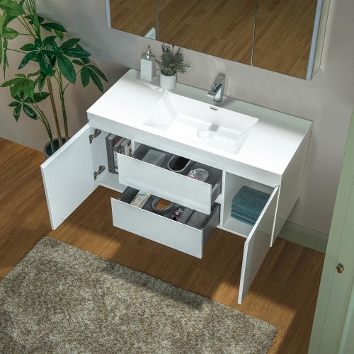 Wood White Bathroom Vanity Glossy 4