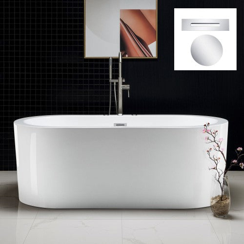 Acrylic White Bathtub Chrome 3