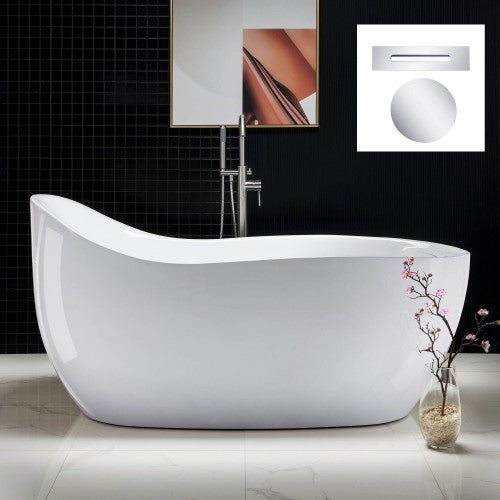 Acrylic White Bathtub Chrome 3