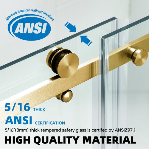 Stainless Steel Brushed Gold Shower Door Brushed Gold 6