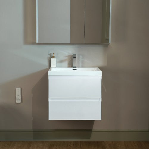 Wood White Bathroom Vanity Glossy 2