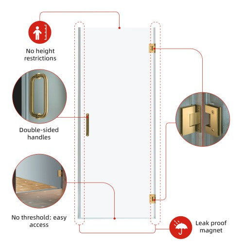 Stainless Steel Brushed Gold Shower Door Brushed Gold 4