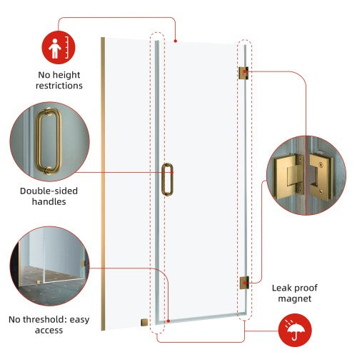 Stainless Steel Brushed Gold Shower Door Brushed Gold 4