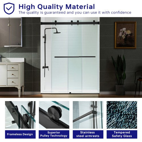 Stainless Steel Matte Black Shower Door Matte Black 4