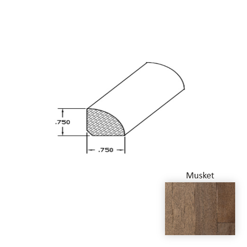 Williamsburg Plank Musket Hardwood Moulding / Trim - 3/4" x 78" Quarter Round