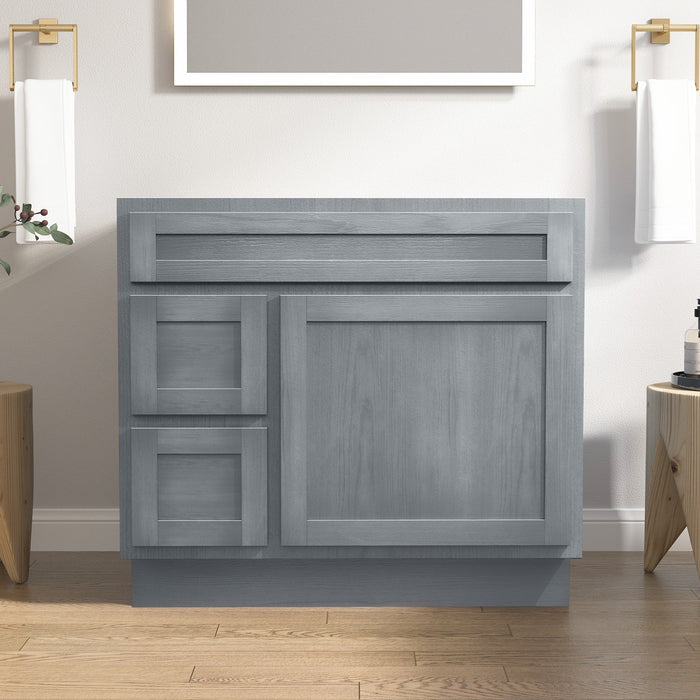 CVD Silver Solid Wood Left Drawer Bathroom Cabinet - 36" x 32.5" 1
