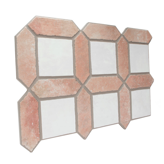 Picket Porcelain Arenta Clay with White Square Tile Matte 10
