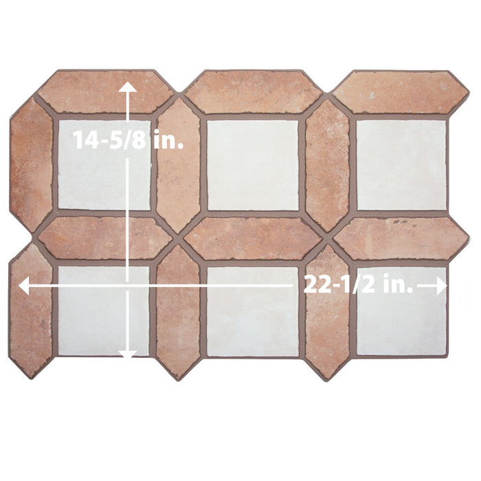Picket Porcelain Arenta Clay with White Square Tile Matte 8