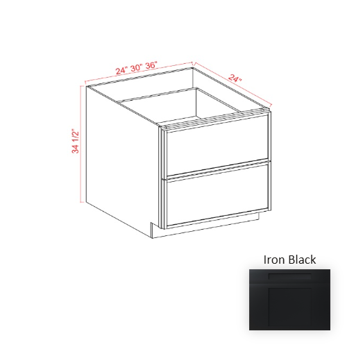 Slim Shaker Style Wood Iron Black Drawer Base Cabinet Iron Black 1