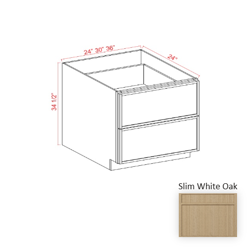 Slim Shaker Style Wood White Oak Drawer Base Cabinet White Oak 1