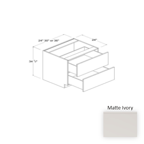 Frameless European Style Wood Matte Ivory Drawer Base Cabinet Matte Ivory 1