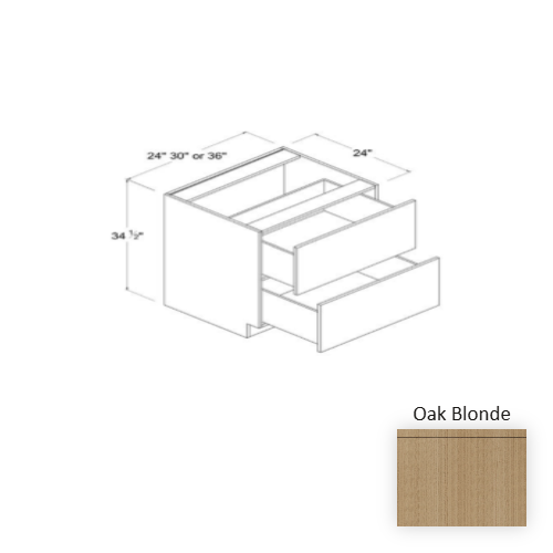 Frameless European Style Wood Oak Blonde Drawer Base Cabinet Oak Blonde 1