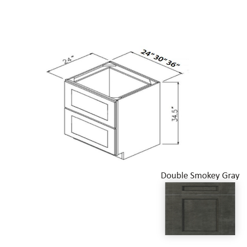 Double Shaker Style Wood Smokey Gray Base Cabinet Smokey Gray 1