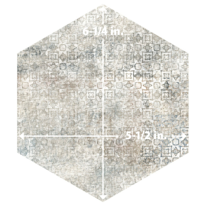 Tivoli Porcelain Hex Tapestry Tile Matte 10