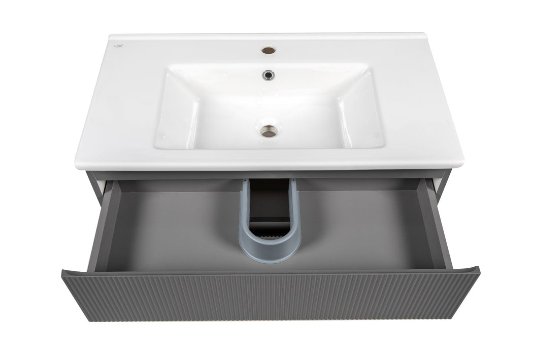 Edison Wood Gray Matte Bathroom Vanity Gray Matte 6