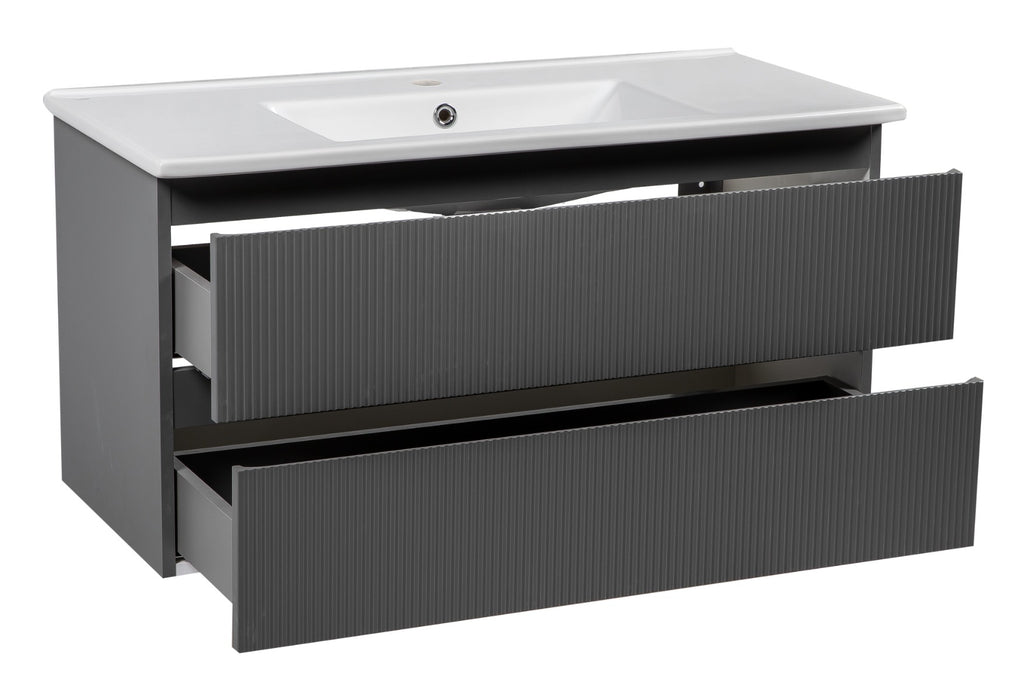 Edison Wood Gray Matte Bathroom Vanity Gray Matte 3