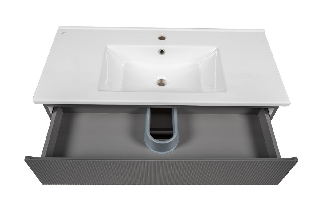 Edison Wood Gray Matte Bathroom Vanity Gray Matte 6