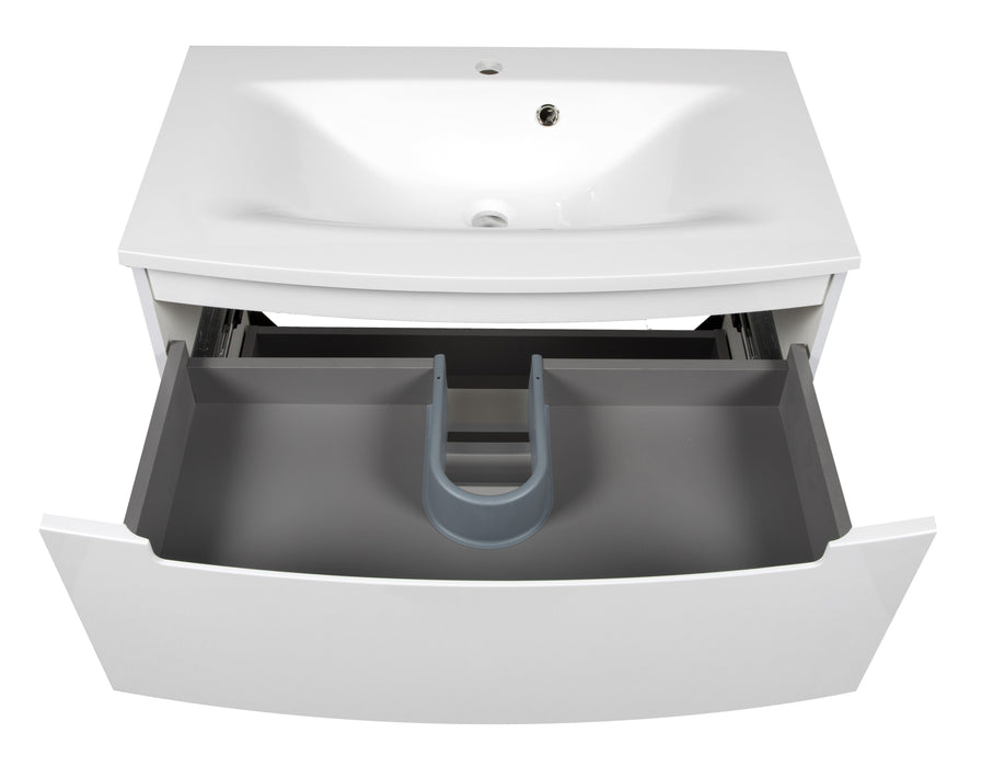 Delux Wood White Glossy Bathroom Vanity White Glossy 4