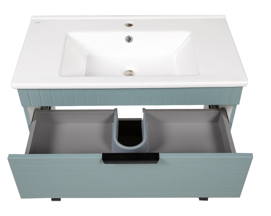 Trevi Wood Light Green Glossy Bathroom Vanity Light Green Glossy 5