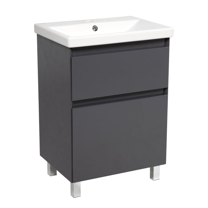 Elit Wood Graphite Glossy Bathroom Vanity Graphite Glossy 1