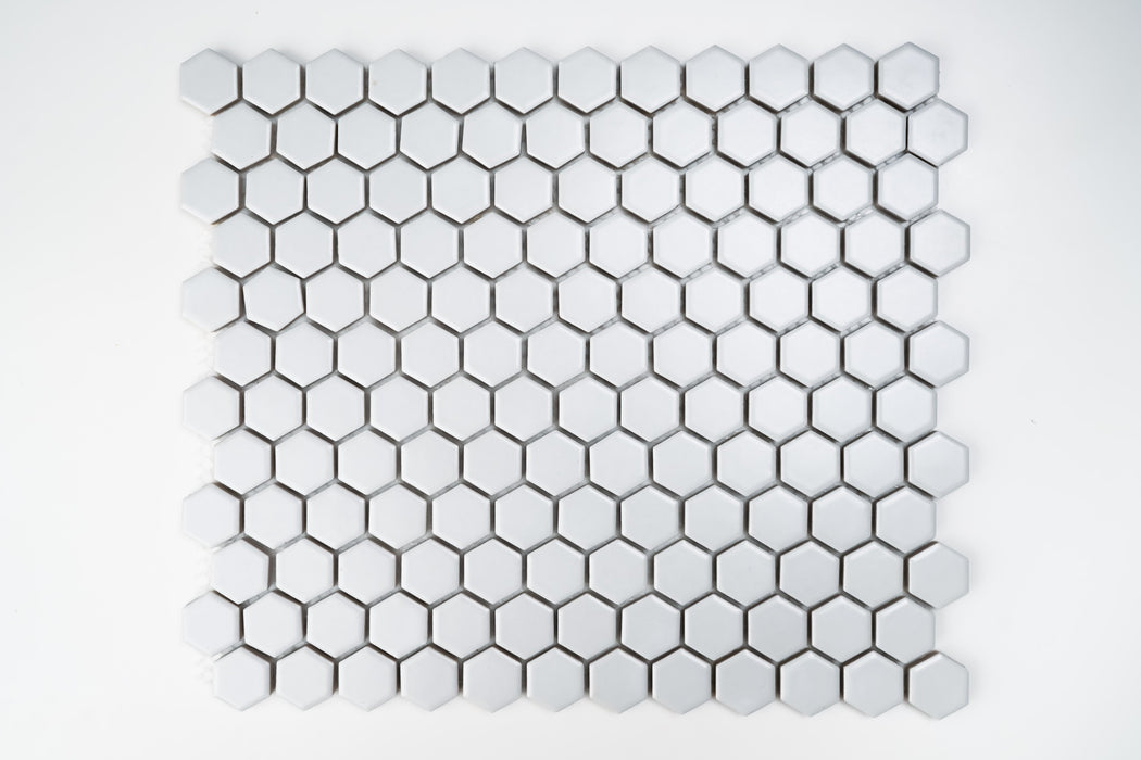 2x2 Hexagon Porcelain Mosaic Grey Tile Matte 1