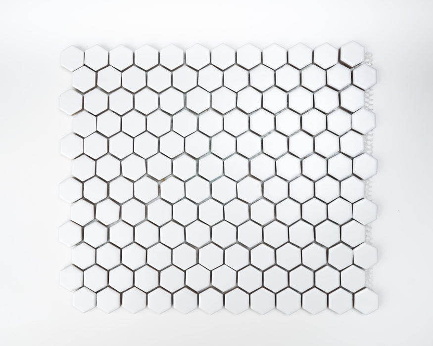 2x2 Hexagon Porcelain Mosaic White Tile Matte 1