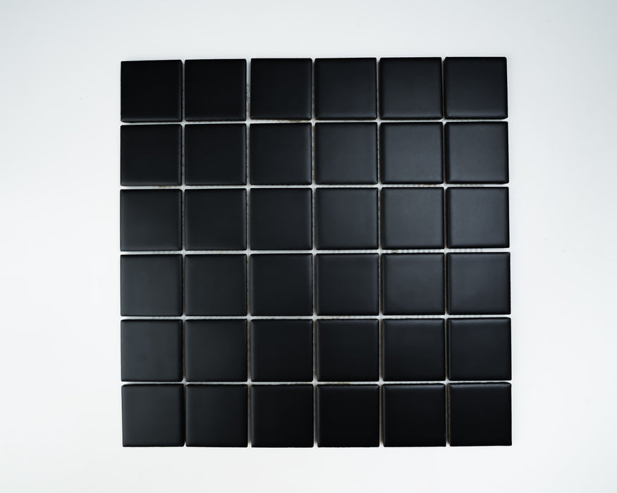2x2 Sqaure Porcelain Mosaic Black Tile Matte 1