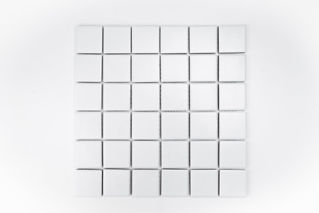 2x2 Sqaure Porcelain Mosaic White Tile Matte 1