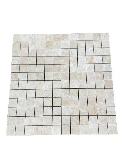 Botticino Classico Honed Marble Mosaic - 2" x 2" x 3/8"