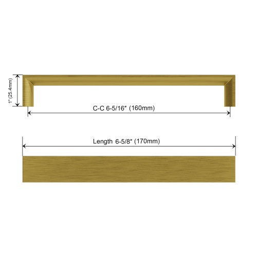 3007 Series Brushed Brass Metal Cabinet Pull 3