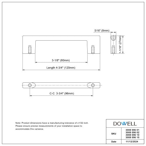 3008 Series Brushed Satin Nickel Metal Cabinet Pull 6