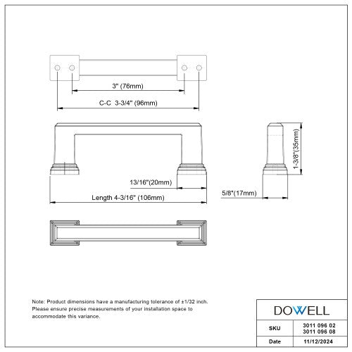 3011 Series Oil Rubbed Bronze  Metal Cabinet Pull 6