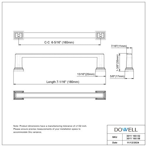 3011 Series Brushed Satin Nickel Metal Cabinet Pull 7