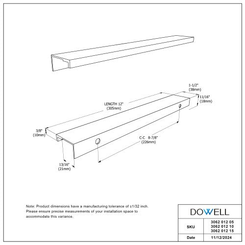 3062 Series Brushed Satin Metal Cabinet Pull 7