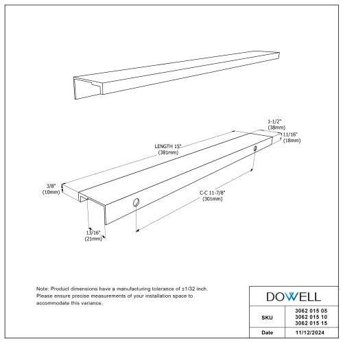 3062 Series Matte Black Metal Cabinet Pull 7