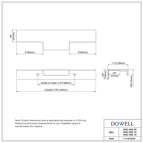 3063 Series Matte Black Metal Cabinet Pull 4