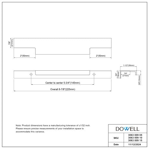 3063 Series Brushed Satin Nickel Metal Cabinet Pull 4