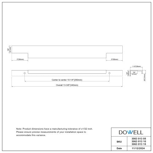 3063 Series Brushed Satin Nickel Metal Cabinet Pull 4