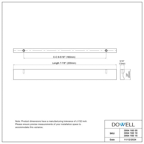 3064 Series Matte Black Aluminum Cabinet Pull 6