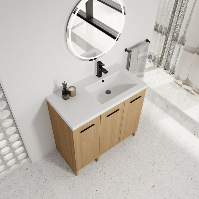 Plywood Glossy White & Light Oak Bathroom Vanity Glossy White & Light Oak 1