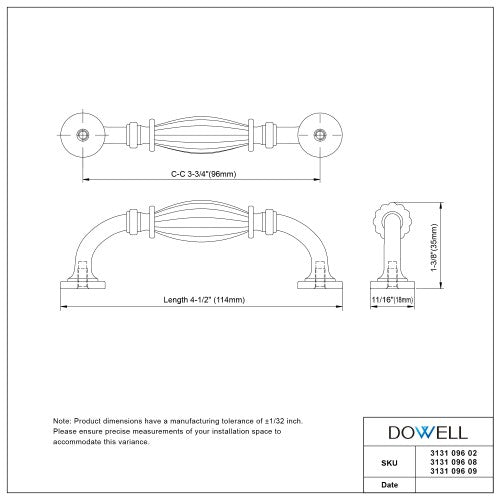 3131 Series Oil Rubbed Bronze  Metal Cabinet Pull 7