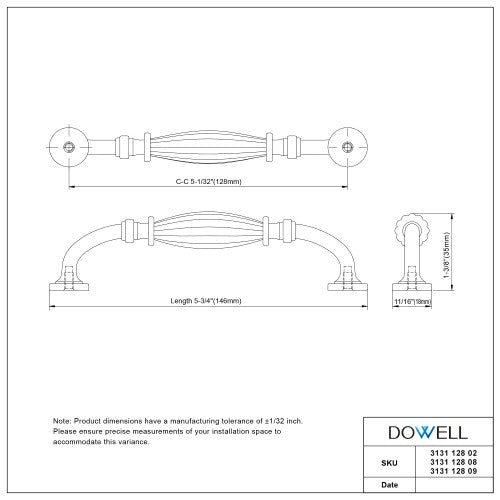 3131 Series Oil Rubbed Bronze  Metal Cabinet Pull 7