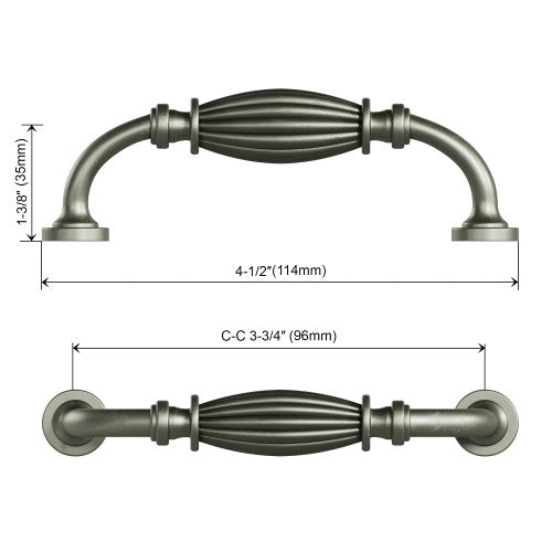 3131 Series Black Nickel polish by Machine w/ Dull Lacquer Metal Cabinet Pull 5