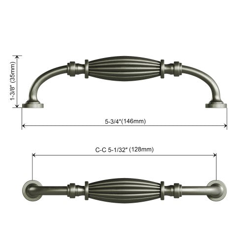 3131 Series Black Nickel polish by Machine w/ Dull Lacquer Metal Cabinet Pull 5