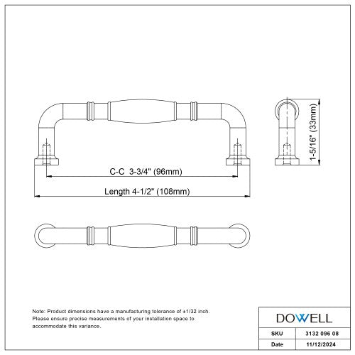 3132 Series Oil Rubbed Bronze  Metal Cabinet Pull 6
