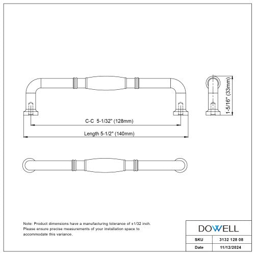 3132 Series Oil Rubbed Bronze  Metal Cabinet Pull 6