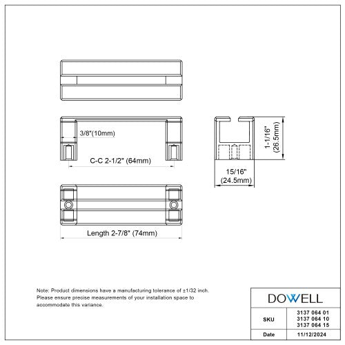 3137 Series Brushed Brass Metal Cabinet Pull 6