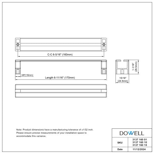 3137 Series Chrome Metal Cabinet Pull 6